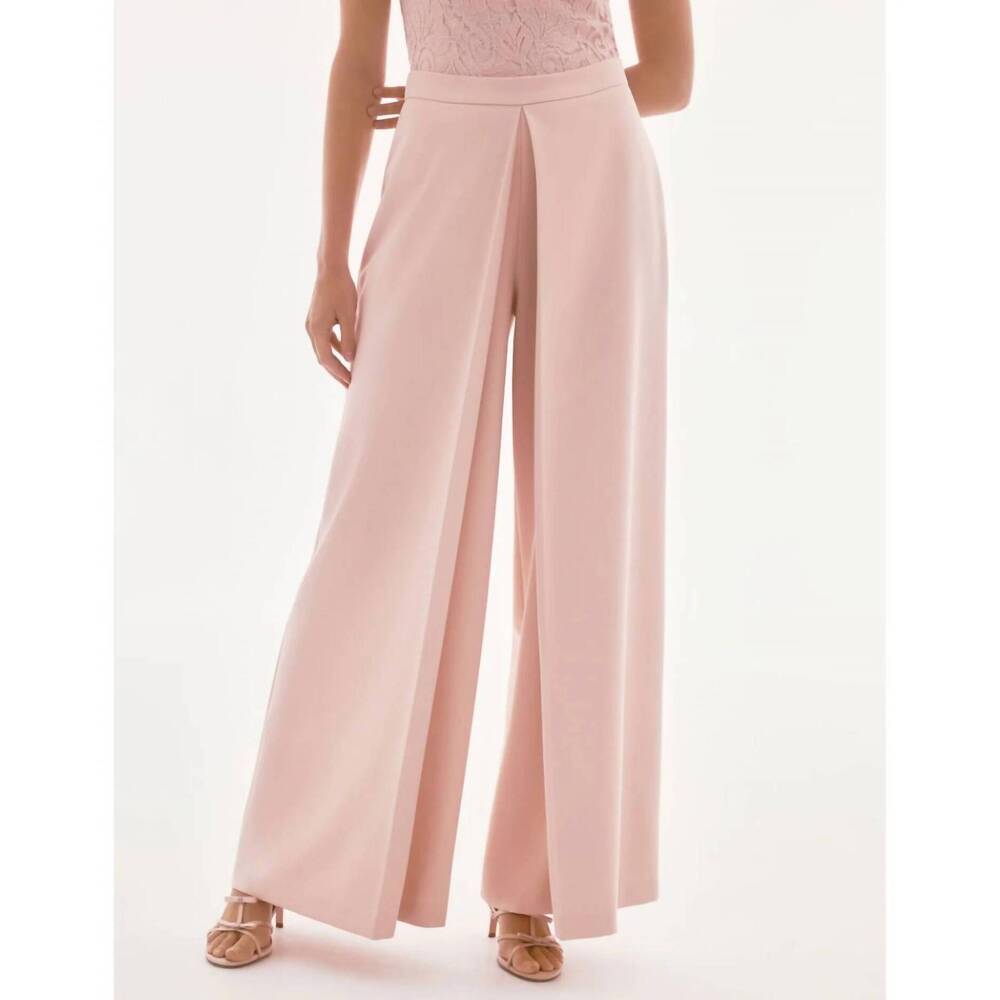 NEW JOSEPH RIBKOFF pleated front high rise wide leg pants in pink quartz